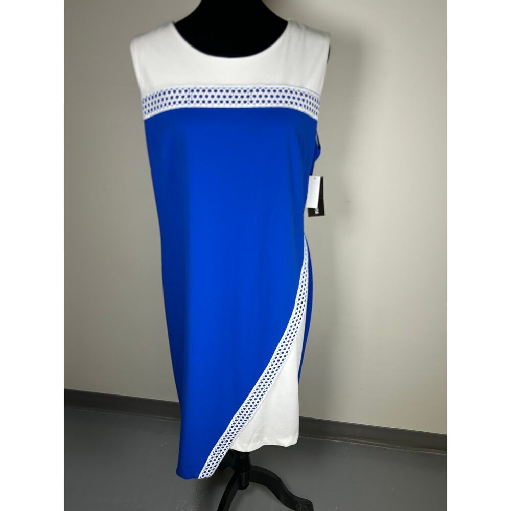 Jessica Rose New W Tags Knee Length Abstract Design Blue Dress Size 14